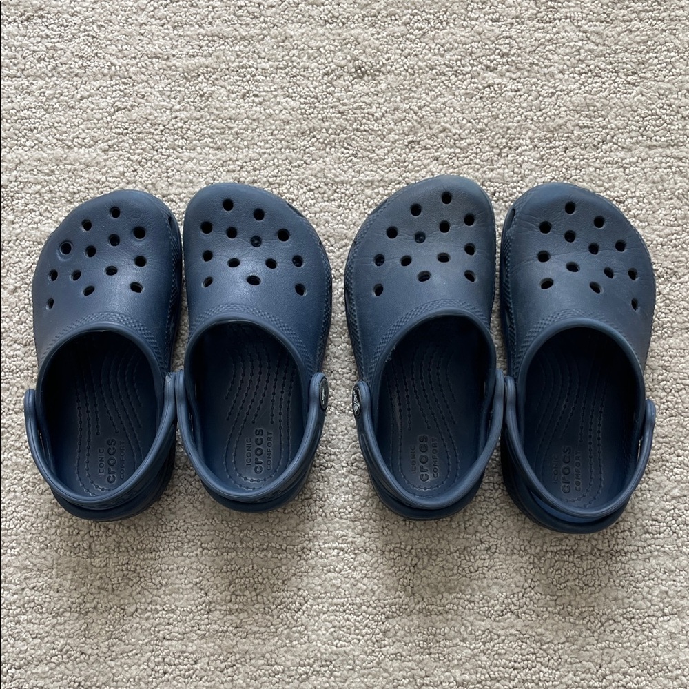Crocs Toddler Classic Clogs Bundle, Navy, Sizes C9 and C10, used